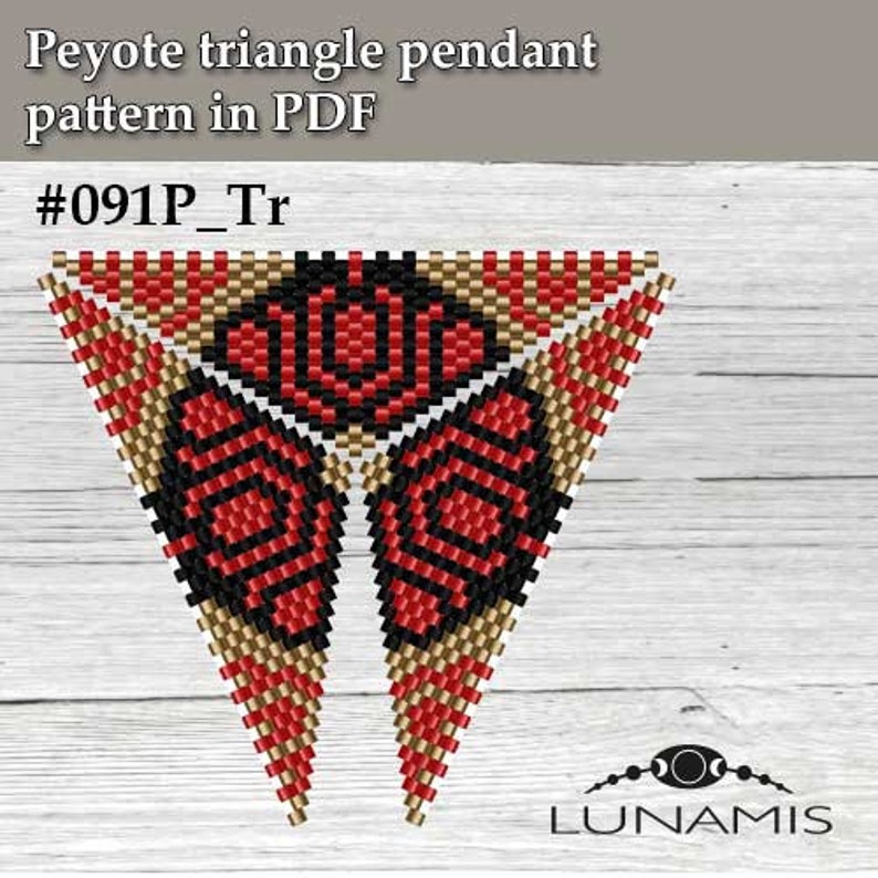 Pattern for triangle pendant, peyote patterns, beading, peyote stitch, 091P_Tr image 3