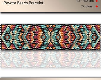 Peyote muster für perlenarmband, Perlenweben, buntes geometrisches motiv, peyotestich, pdf datei #082P