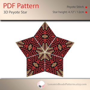 Pattern for 3d star peyote, pdf patterns, beading, peyote stitch, #011_st