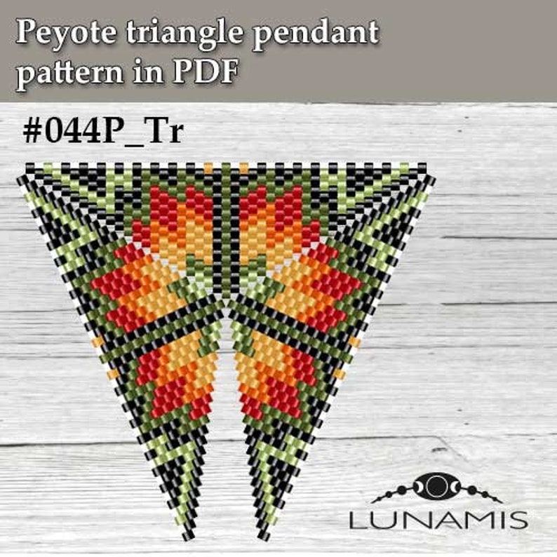 Peyote pattern for triangle pendant, bead patterns, peyotestitch, digital file pdf, 044P_Tr image 3