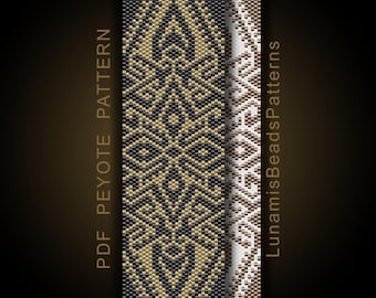 Peyote Bracelet Pattern, Odd Count Beading, PDF Download, Miyuki Delica Cuff #063P