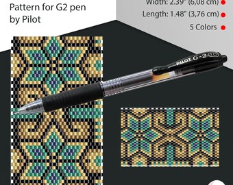 Peyote pen cover patterns, pattern for G2 pen by Pilot, pen wrap, peyote patterns, beading, peyote stitch, digital file, pdf pattern #009PG2