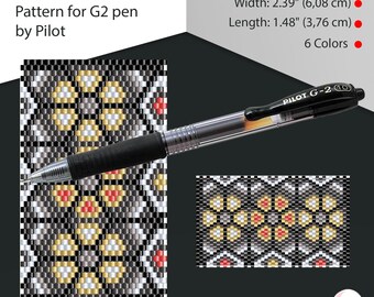Peyote pen cover patterns, pattern for G2 pen by Pilot, pen wrap, peyote patterns, beading, peyote stitch, digital file, pdf pattern #026PG2