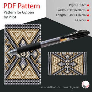 Peyote pen cover patterns, pattern for G2 pen by Pilot, pen wrap, peyote patterns, beading, peyote stitch, digital file, pdf pattern #039PG2