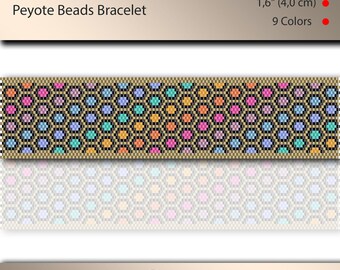Peyote pattern for beaded bracelet, odd count, beadweaving, gold and colorful, peyotestitch, pdf file, instant download, #443P