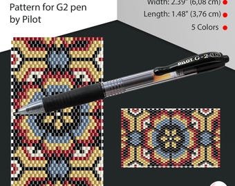 Peyote pen cover patterns, pattern for G2 pen by Pilot, pen wrap, peyote patterns, beading, peyote stitch, digital file, pdf pattern #040PG2