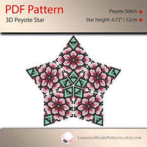 Pattern for 3d star peyote, pdf patterns, beading, peyote stitch, #008_st