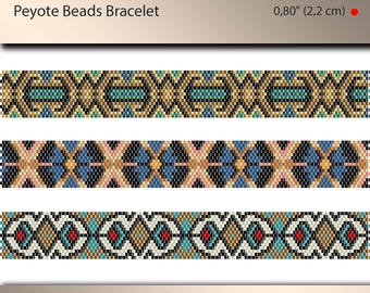 3 x peyote bracelet pattern, peyote pattern, odd count, stitch pattern, pdf file, pdf pattern, #028PPN, lunamis