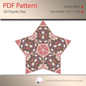 Pattern for 3d star peyote, pdf patterns, beading, peyote stitch, #002_st