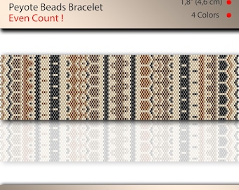 Peyote pattern for beaded bracelet, even count, beadweaving, brown and black geometry, peyotestitch, pdf file, instant download, #029P
