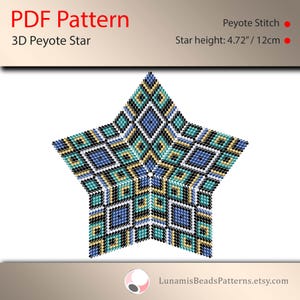 Pattern for 3d star peyote, pdf patterns, beading, peyote stitch, #013_st
