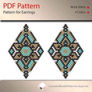 Brick stitch patterns for beads earrings, digital file pdf, #032_ea