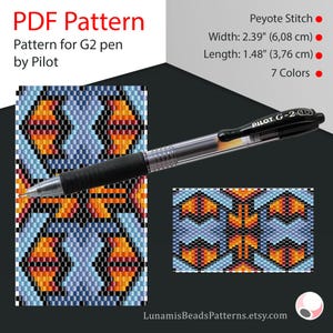 Peyote pen cover patterns, pattern for G2 pen by Pilot, pen wrap, peyote patterns, beading, peyote stitch, digital file, pdf pattern #029PG2