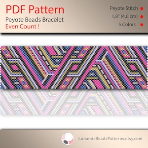 Peyote bracelet pattern, even count, peyote pattern, stitch pattern, pdf file, pdf pattern, #033P