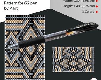 Peyote pen cover patterns, pattern for G2 pen by Pilot, pen wrap, peyote patterns, beading, peyote stitch, digital file, pdf pattern #043PG2