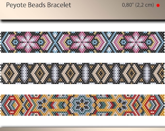 3 x peyote bracelet pattern, peyote pattern, odd count, stitch pattern, pdf file, pdf pattern, #009PPN, lunamis
