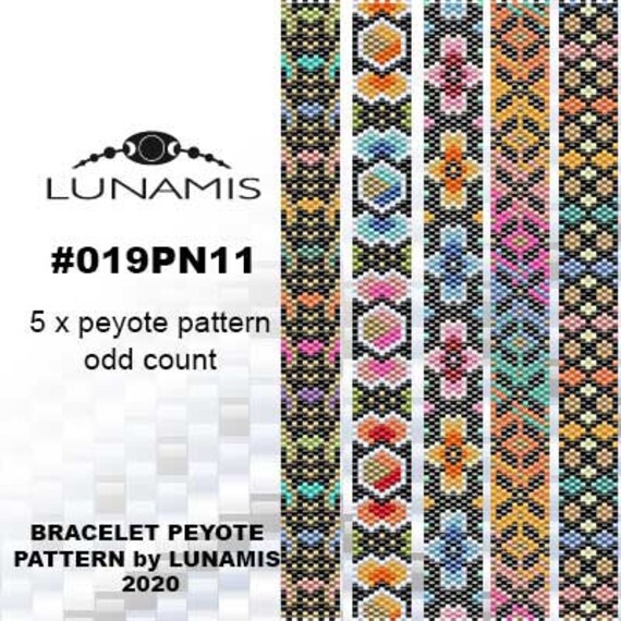 5 X Pattern Peyote for Narrow Bracelet, Odd Count, Beads Stitch