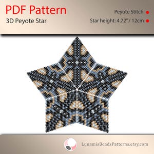 Pattern for 3d star peyote, pdf patterns, beading, peyote stitch, #012_st
