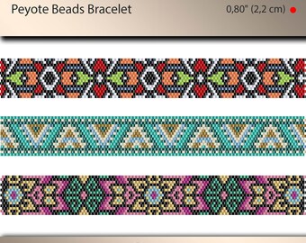 3 x peyote bracelet pattern, peyote pattern, odd count, stitch pattern, pdf file, pdf pattern, #013PPN, lunamis