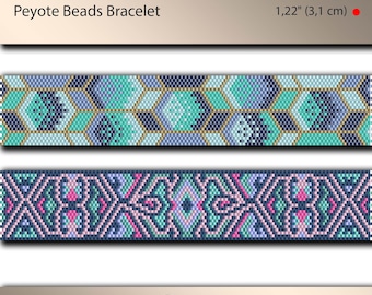 2 x peyote bracelet pattern, peyote pattern, odd count, stitch pattern, pdf file, pdf pattern, #06PN3, lunamis