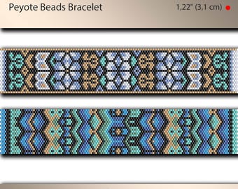 Patrón de pulsera de peyote 2 x, patrón de peyote, conteo impar, patrón de puntadas, archivo pdf, patrón pdf, #03PN3, lunamis