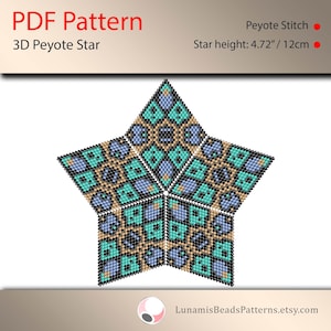 Pattern for 3d star peyote, pdf patterns, beading, peyote stitch, #047_st