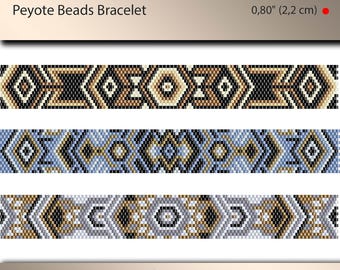3 x peyote bracelet pattern, peyote pattern, odd count, stitch pattern, pdf file, pdf pattern, #004PPN, lunamis