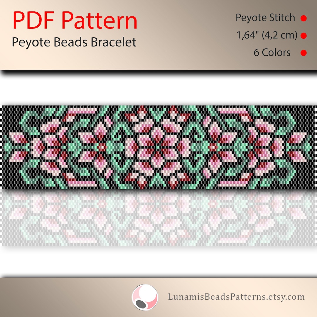 Peyote Pattern for Beaded Bracelet, Odd Count, Beadweaving, Floral ...