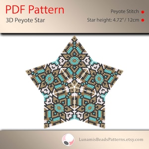 Pattern for 3d star peyote, pdf patterns, beading, peyote stitch, #026_st