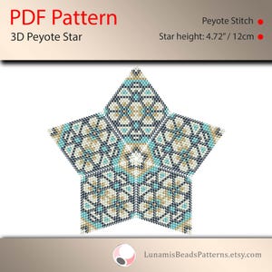 Pattern for 3d star peyote, pdf patterns, beading, peyote stitch, #004_st