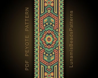 Peyote Bracelet Pattern, Odd Count Cuff Beading, Miyuki Delica PDF #051P