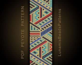 Peyote Armband Muster, geometrische Perlenstickerei, PDF Download #104P