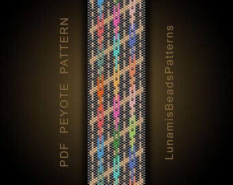 Odd Count Peyote Bracelet Pattern, Beaded Cuff Design (PDF Pattern) #305P
