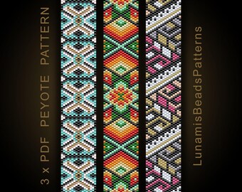 3 x Peyote Armband Muster, Perlenarmband Odd Count, PDF Download, #016PPN