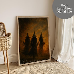 Witches Halloween Digital Wall Art, Spooky Halloween Print, Witch Print, Digital Download
