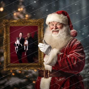 Papá Noel con marco dorado - Superposición de fotos navideñas (Descarga digital)