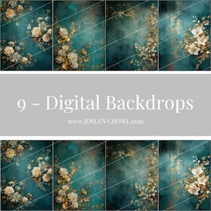 Teal Floral Fine Art Maternity Digital Backdrops Texturierte Overlays Schwangerschaft Digitale Hintergründe, Digital Fotografie Backdrop