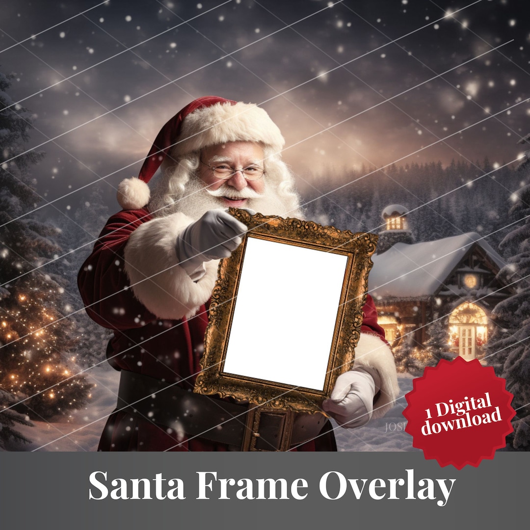 Santa Holding a Frame, Christmas Santa, Frame Santa, Holiday Frame