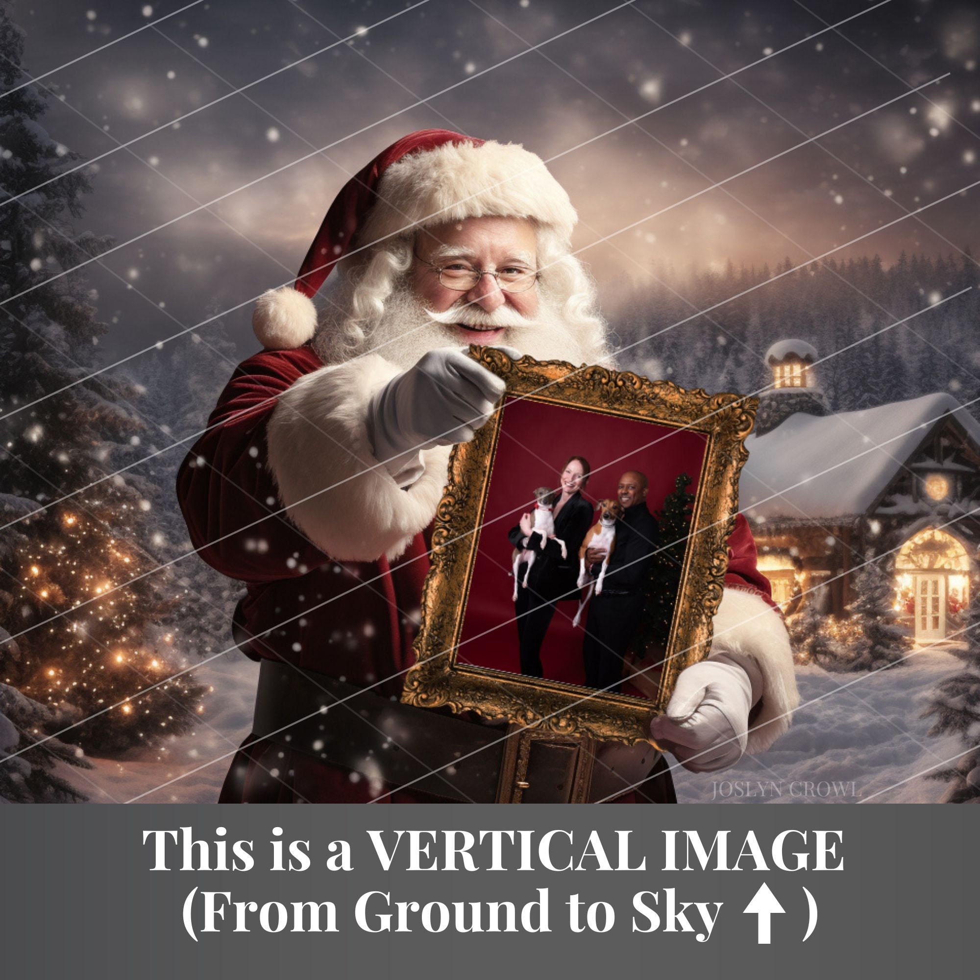 Santa Frame Overlay: Christmas Photo, Gold Frame (digital Download