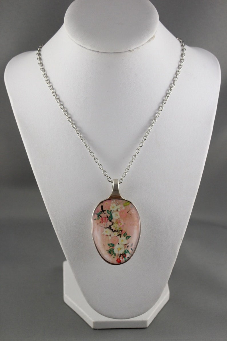 Recycled vintage spoon resin pendant necklace classic pastel Etsy