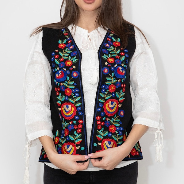 Traditional woman waistcoat , Lady Folk vest , Embroidery Lady Vest , Woman Balkan waist coat, wife gift, mother gift , Festival vest