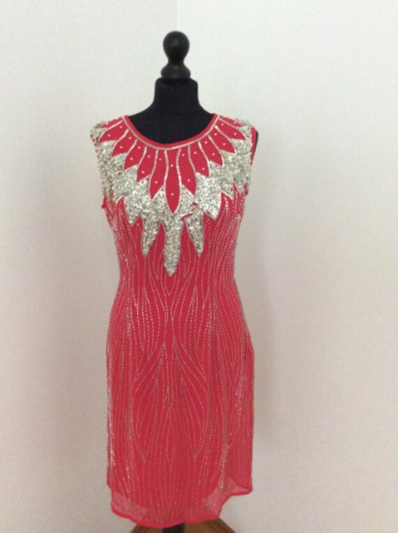 on SALE Red Party Dress , Red Statement Dress , Re
