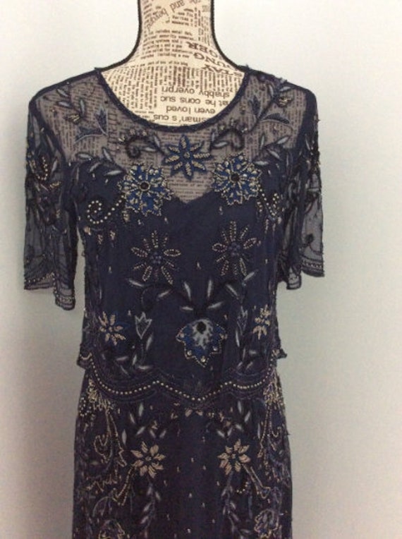 Navy Christmas Dress , Navy Party Dress , Navy Bea