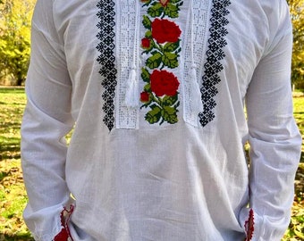 Traditional shirt , Men Folk blouse , Festival men Shirt , Embroidery men Shirt, Folk men embroidery Shirt, men Balkan shirt , Son gift