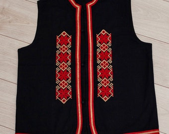 Folk men waistcoat , Men Traditional vest , Embroidery Men Vest , Men Balkan jacket, husband gift, father gift , Festival Folk vest