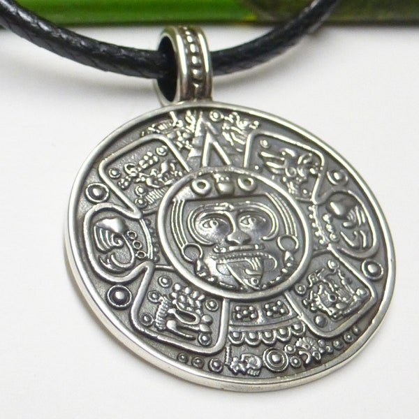 Colgante calendario maya, plata de ley, símbolo de protección, regalo unisex