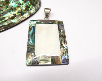 Shell pendant, sterling silver, abalone shell - mother of pearl, handmade Bali