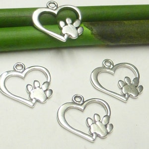 Jewelry accessories, silver parts, motif Pet Loves Heart, made of 925 sterling silver / VE 6x