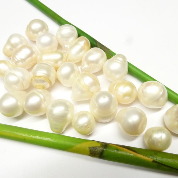 loose Perlen, Barokkperlen weiss ,  10 x 12 mm mit Loch ,   zur Schmuckherstellung , Schmuckzubehör