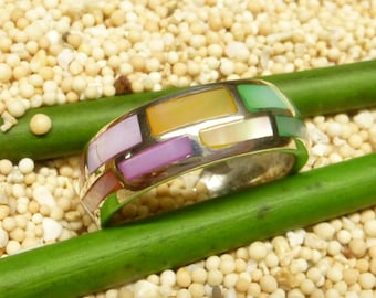 Ring silver, shell ring, sterling silver, mother of pearl, size 55, jewelry for women